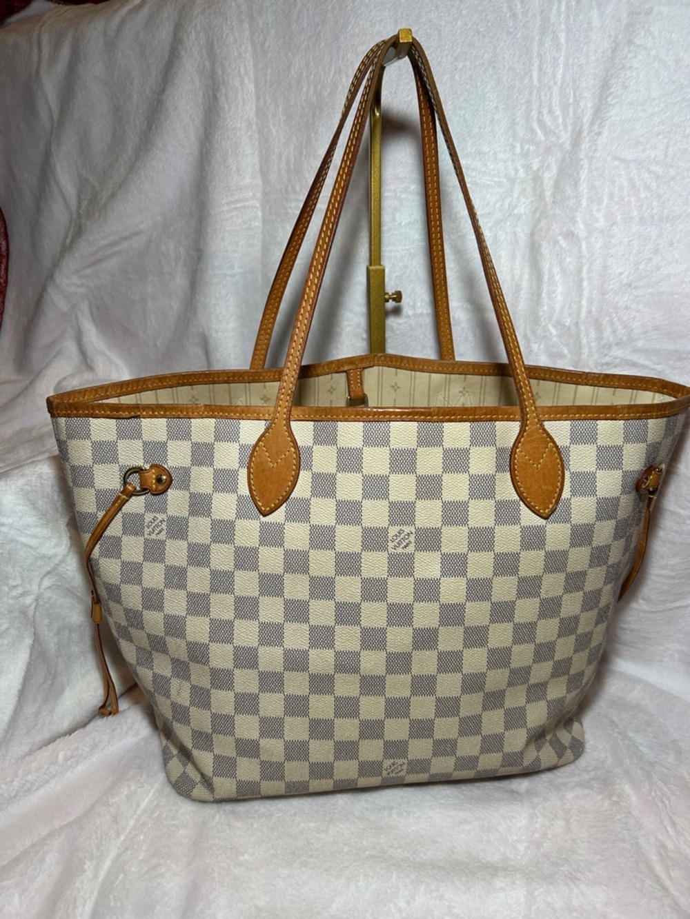 395. Louis Vuitton Damier Azur Canvas Neverful MM w/coa - Picture 3 of 15